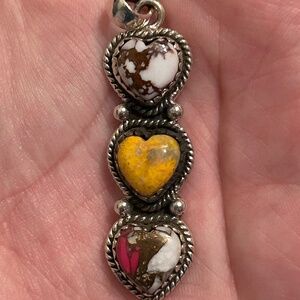 Unique Triple Heart SS Wild Horse, Bumblebee, and Cotton Candy Pendant